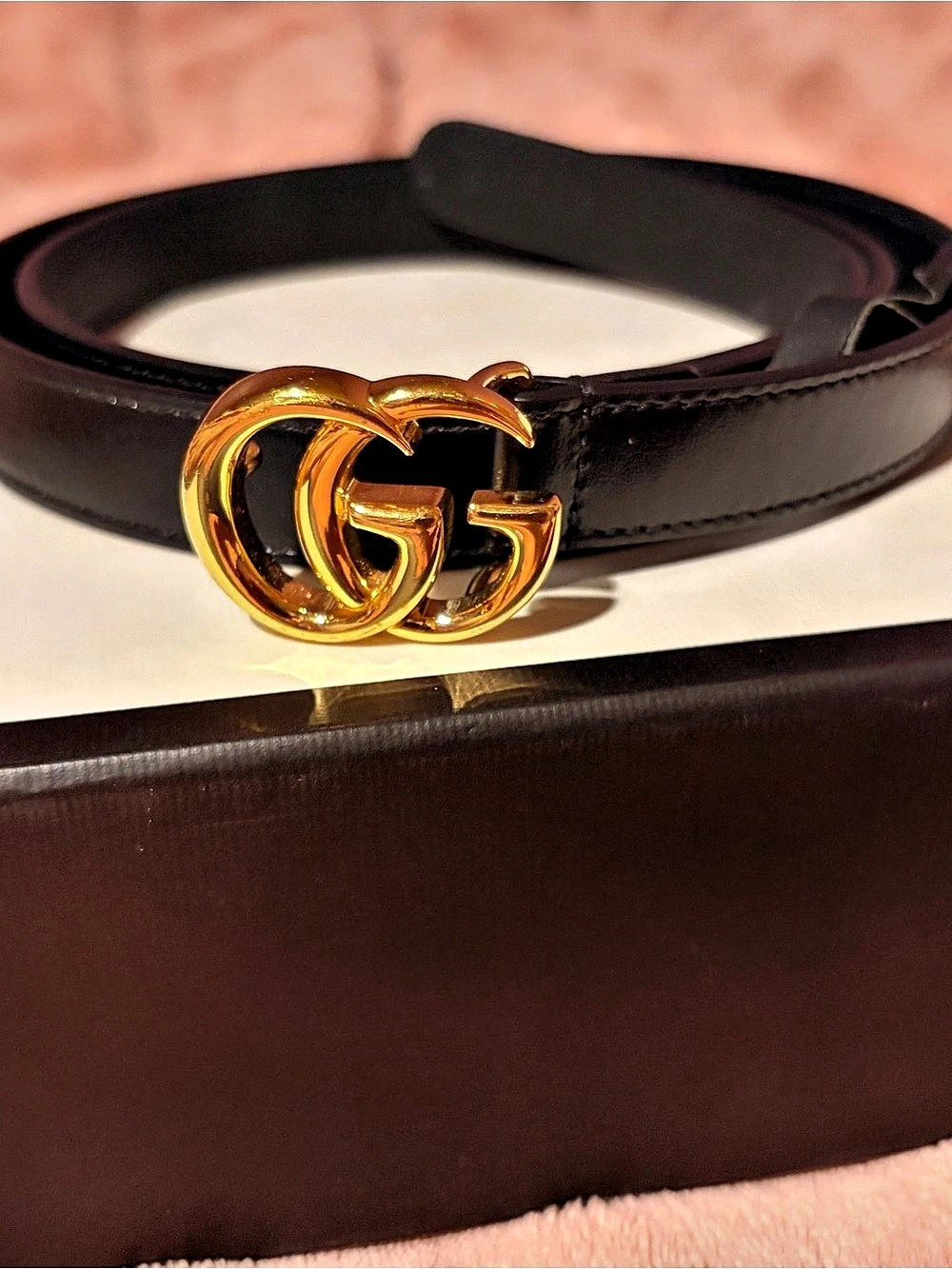 Gucci Interlocking G Black Leather Belt
